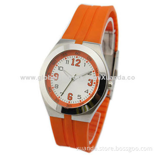 Quartz sports steel watches for men, rubber strap, 304 stainless steel case